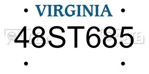 48ST685 Virginia License Plate