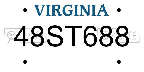 48ST688 Virginia License Plate