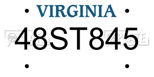 48ST845 Virginia License Plate