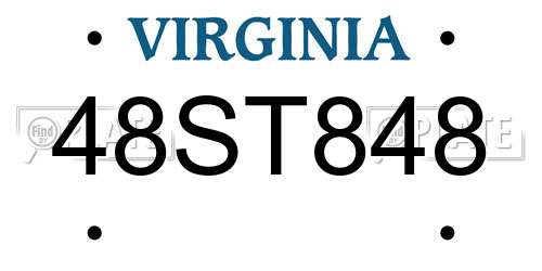 48ST848 Virginia License Plate