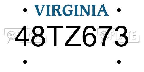 48TZ673 Virginia License Plate