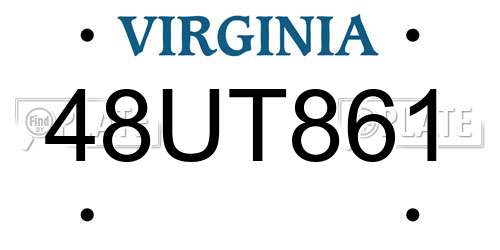 48UT861 Virginia License Plate