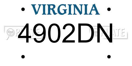 4902DN Virginia License Plate