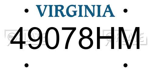 49078HM Virginia License Plate