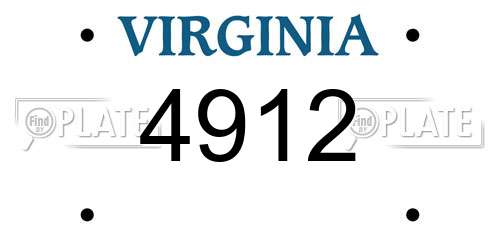4912 Virginia License Plate