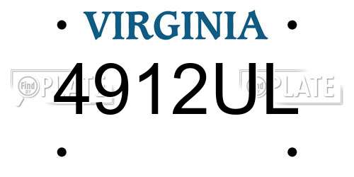 4912UL Virginia License Plate