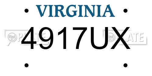 4917UX Virginia License Plate