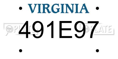 491E97 Virginia License Plate