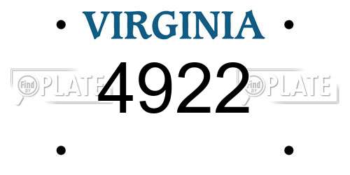 4922 Virginia License Plate