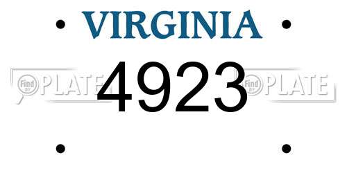 4923 Virginia License Plate