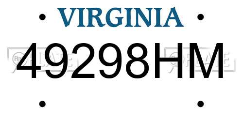 49298HM Virginia License Plate