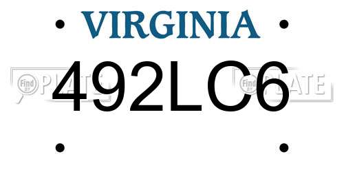 492LC6 Virginia License Plate