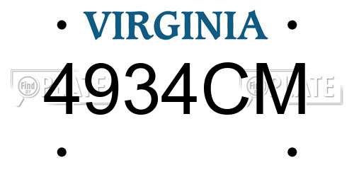 4934CM Virginia License Plate