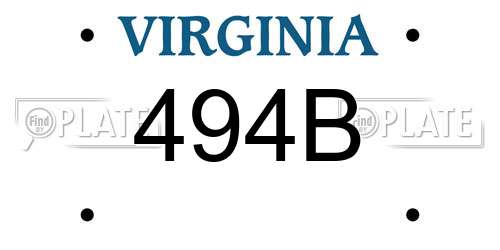 494B Virginia License Plate