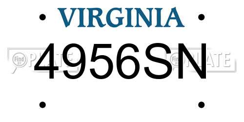 4956SN Virginia License Plate