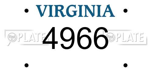 4966 Virginia License Plate