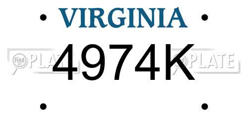 4974K Virginia License Plate