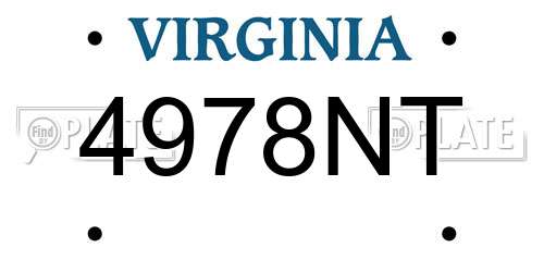 4978NT Virginia License Plate