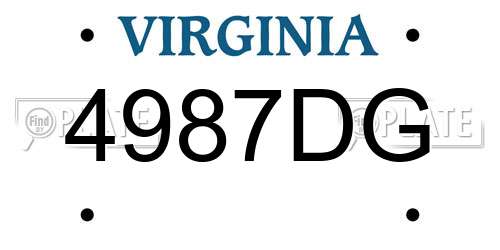 4987DG Virginia License Plate