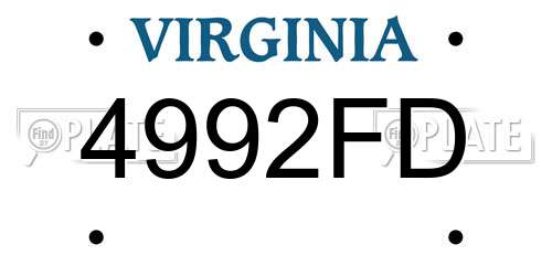 4992FD Virginia License Plate