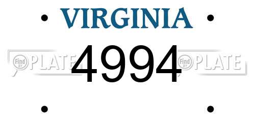 4994 Virginia License Plate