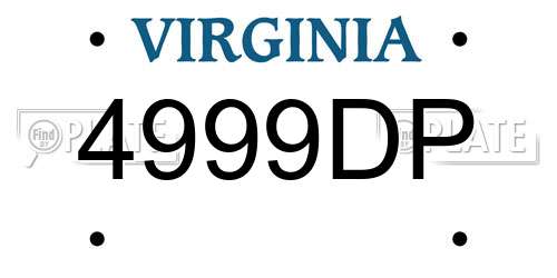 4999DP Virginia License Plate