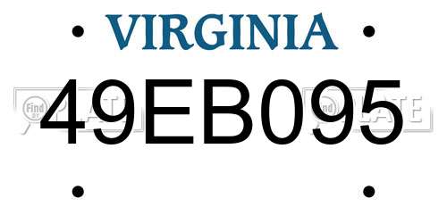 49EB095 Virginia License Plate