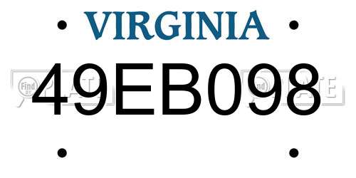 49EB098 Virginia License Plate
