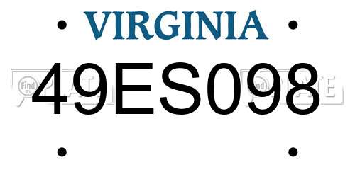 49ES098 Virginia License Plate