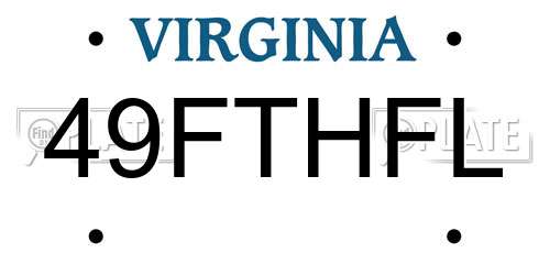 49FTHFL Virginia License Plate