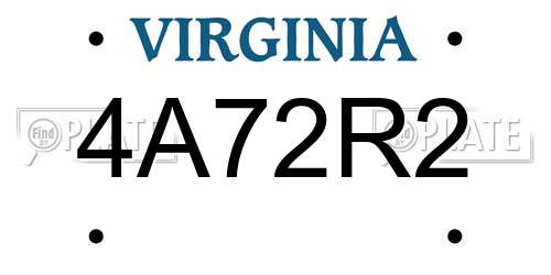 4A72R2 Virginia License Plate
