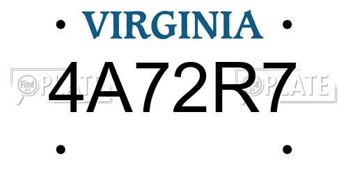 4A72R7 Virginia License Plate
