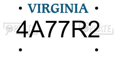 4A77R2 Virginia License Plate