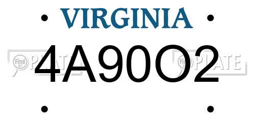 4A90O2 Virginia License Plate