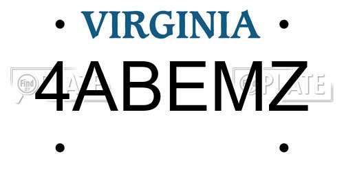 4ABEMZ Virginia License Plate