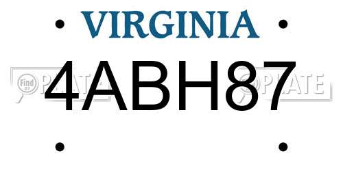 4ABH87 Virginia License Plate