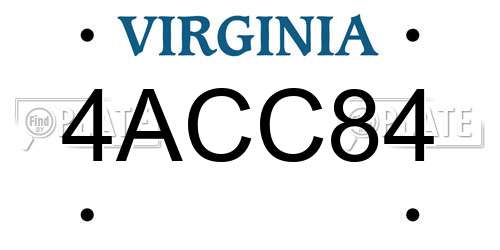 4ACC84 Virginia License Plate