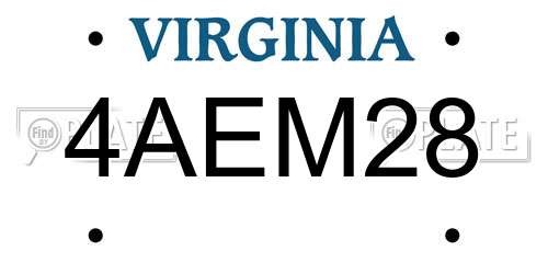 4AEM28 Virginia License Plate