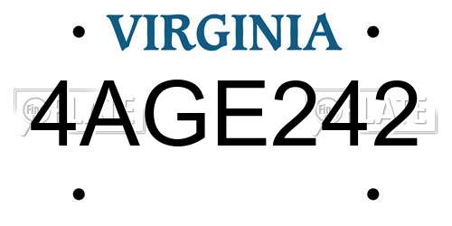 4AGE242 Virginia License Plate