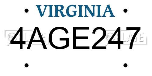 4AGE247 Virginia License Plate