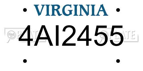4AI2455 Virginia License Plate