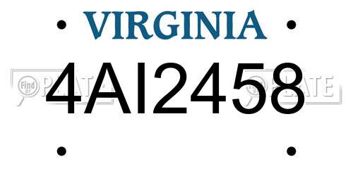 4AI2458 Virginia License Plate