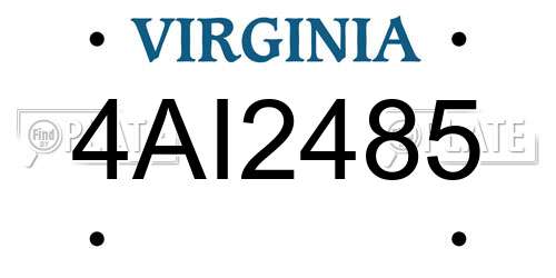 4AI2485 Virginia License Plate