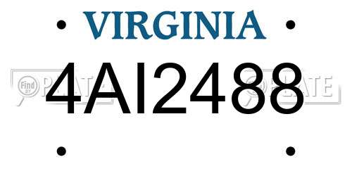 4AI2488 Virginia License Plate