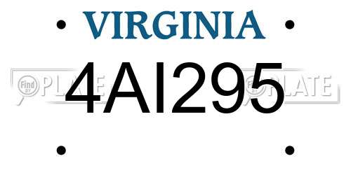 4AI295 Virginia License Plate