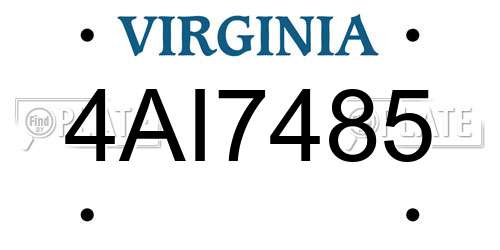 4AI7485 Virginia License Plate