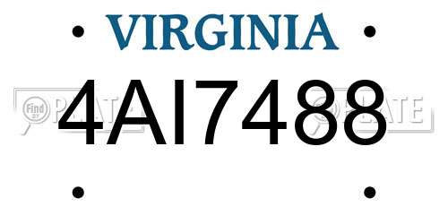 4AI7488 Virginia License Plate
