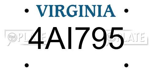 4AI795 Virginia License Plate