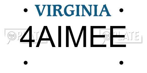 4AIMEE Virginia License Plate