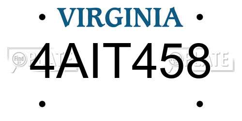 4AIT458 Virginia License Plate
